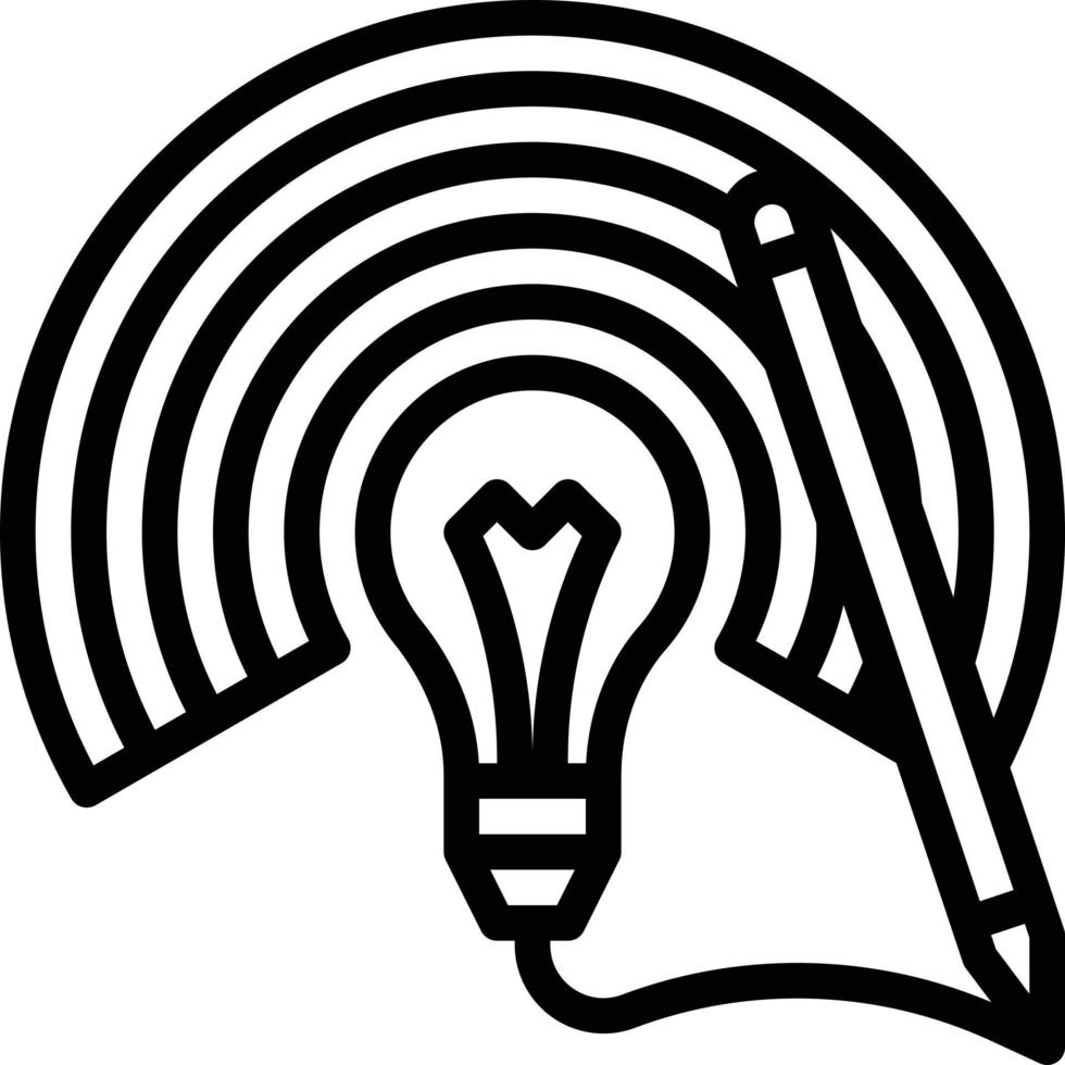 creativiteit creatief regenboog potlood gloeilamp - schets icoon vector