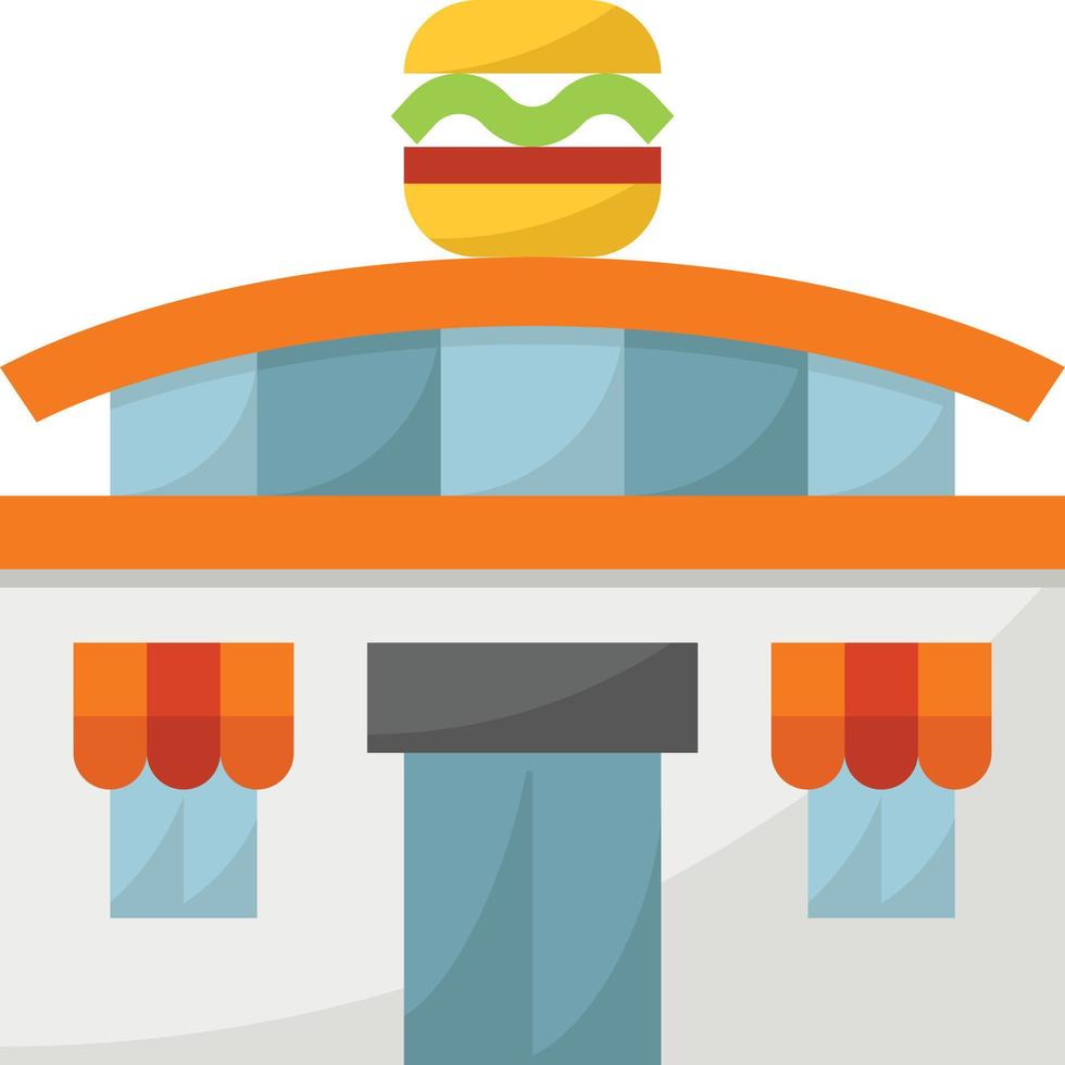 restaurant snel voedsel Hamburger eten gebouw - vlak icoon vector