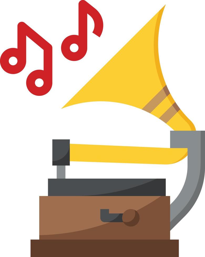 grammofoon muziek- musical instrument - vlak icoon vector