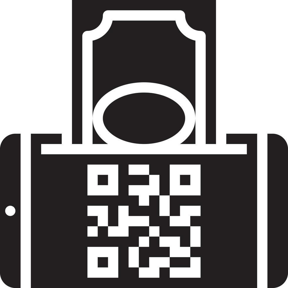 mobiel betaling qr code betaling contant geld bank - solide icoon vector