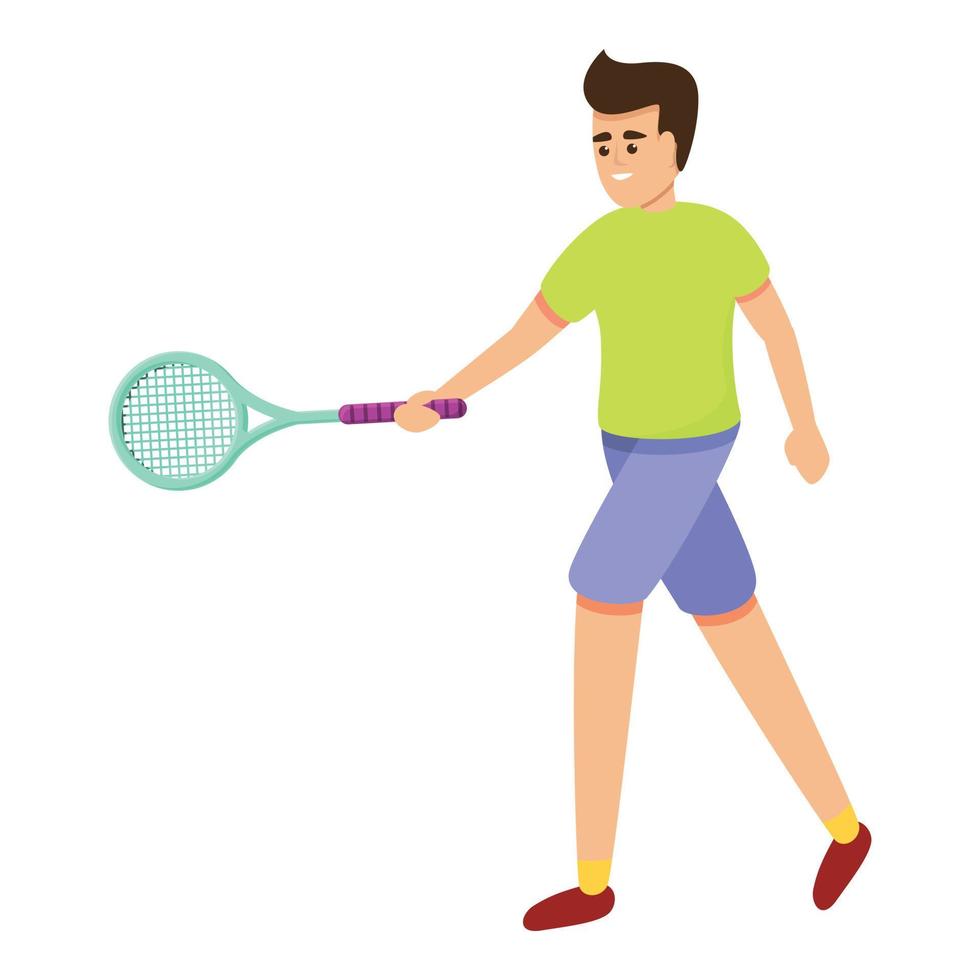 Mannen tennis icoon, tekenfilm stijl vector