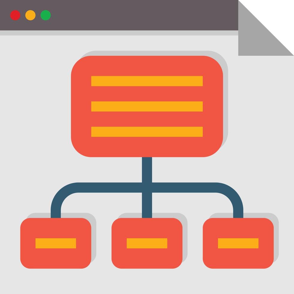 sitemap tabel website organisatie seo - vlak icoon vector