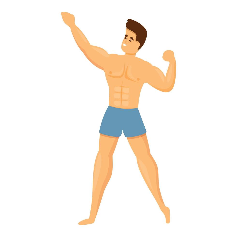 jong bodybuilder icoon, tekenfilm stijl vector