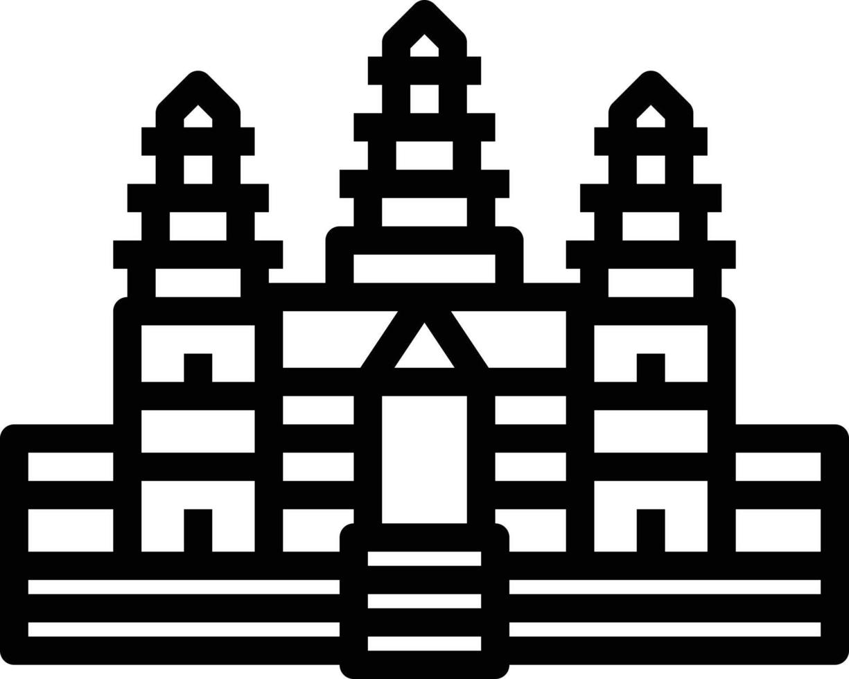 Angkor wat Cambodja mijlpaal siem oogsten gebouw - schets icoon vector