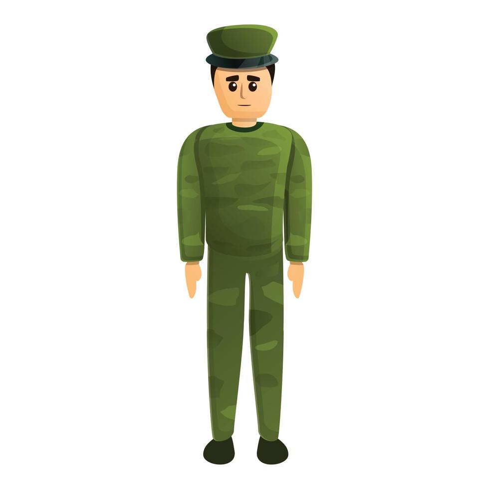 verdrietig soldaat icoon, tekenfilm stijl vector