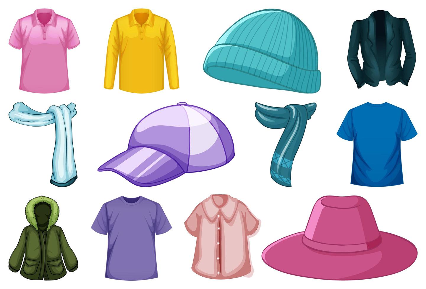 set mode-outfits en accessoires vector