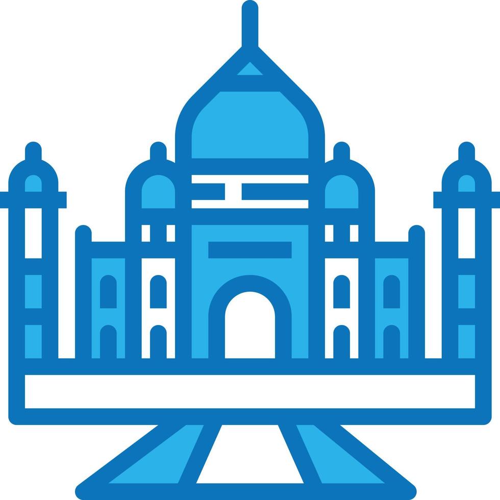 taj mahal Indië mijlpaal reizen - blauw icoon vector