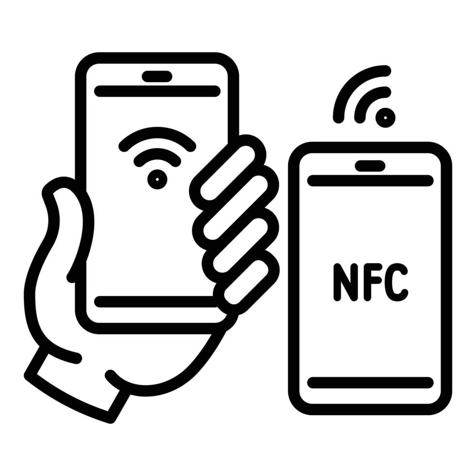 nfc winkel betaling icoon, schets stijl vector