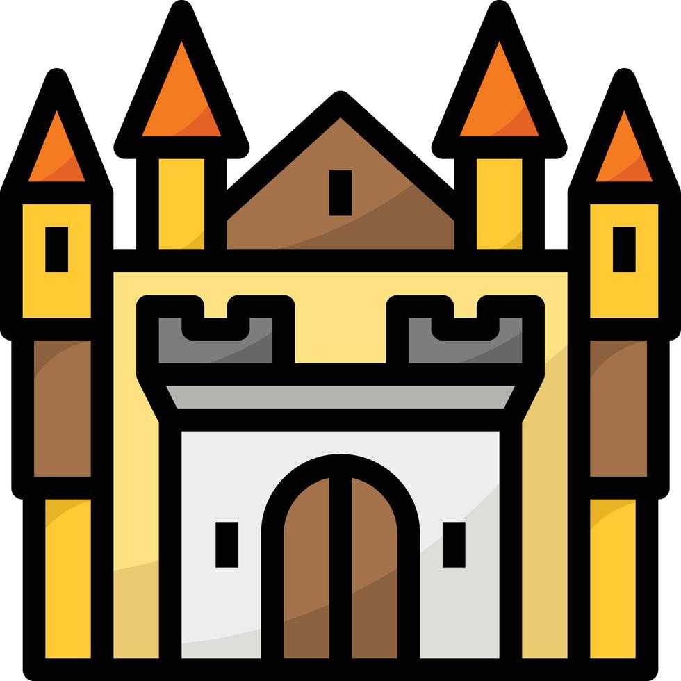 kasteel koning koningin paleis antiek gebouw - gevulde schets icoon vector