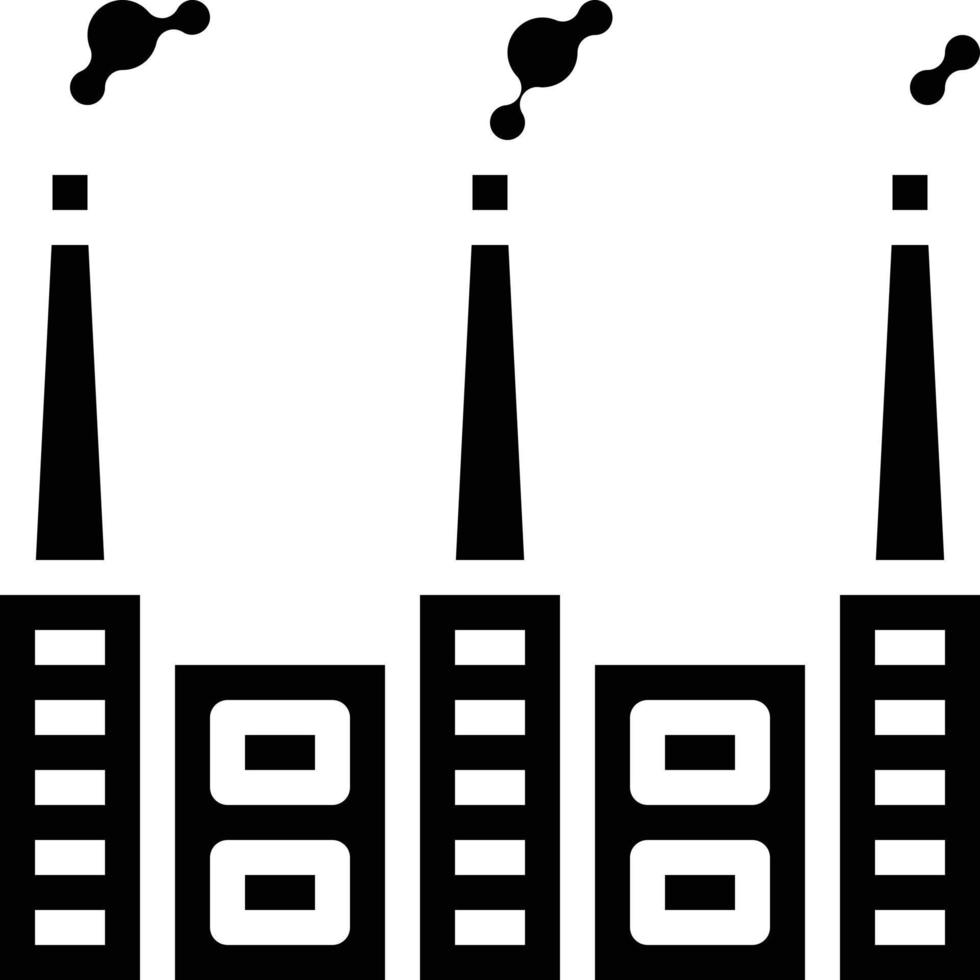 fabriek vervuiling rook productie gebouw - solide icoon vector