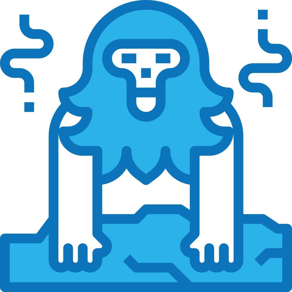 aap sneeuw ijs verkoudheid Japan - blauw icoon vector