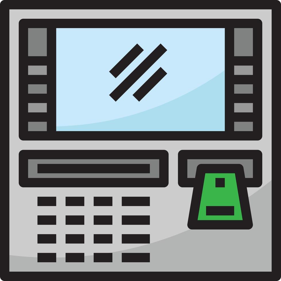Geldautomaat contant geld terugtrekken geld bank - gevulde schets icoon vector