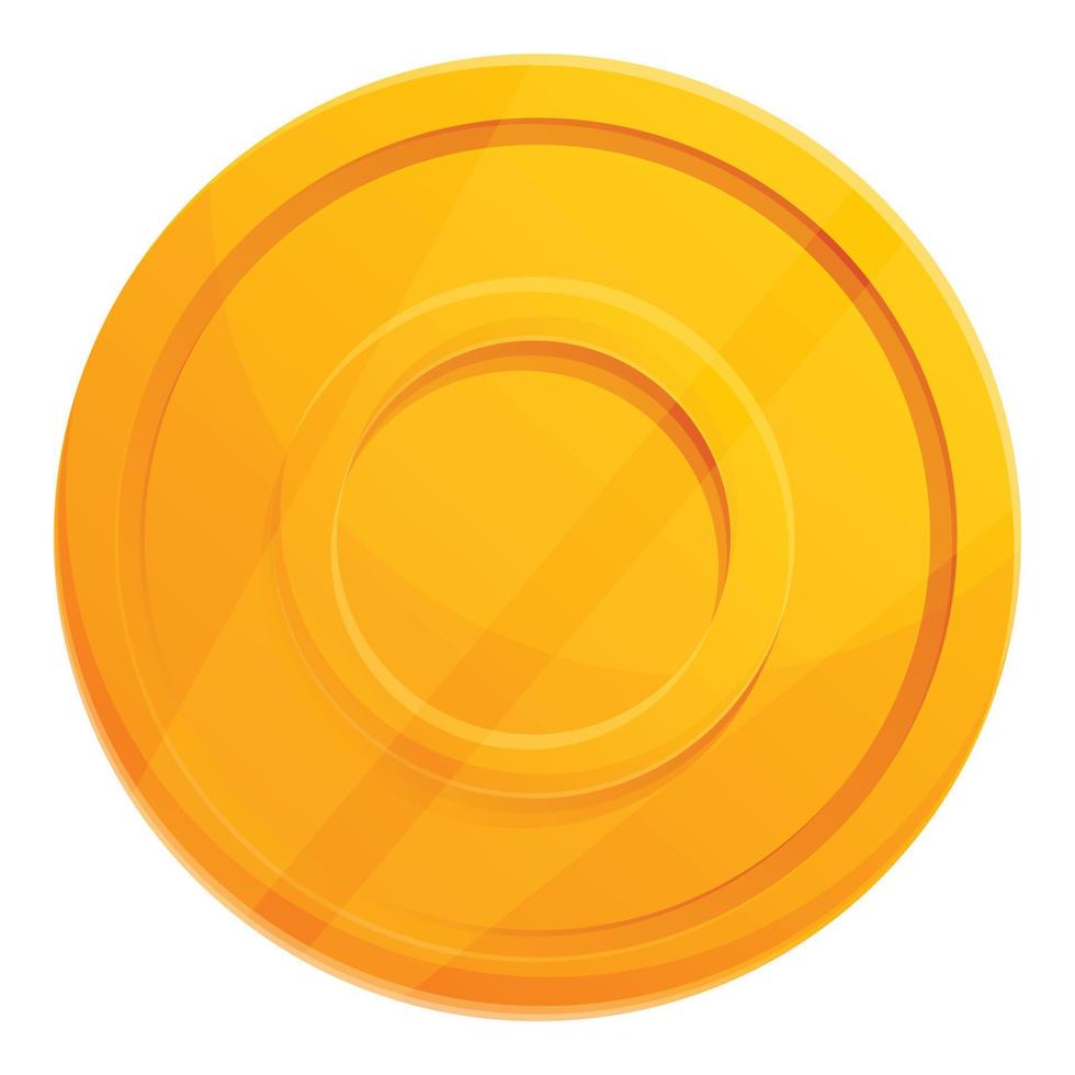 cirkel goud token icoon, tekenfilm stijl vector