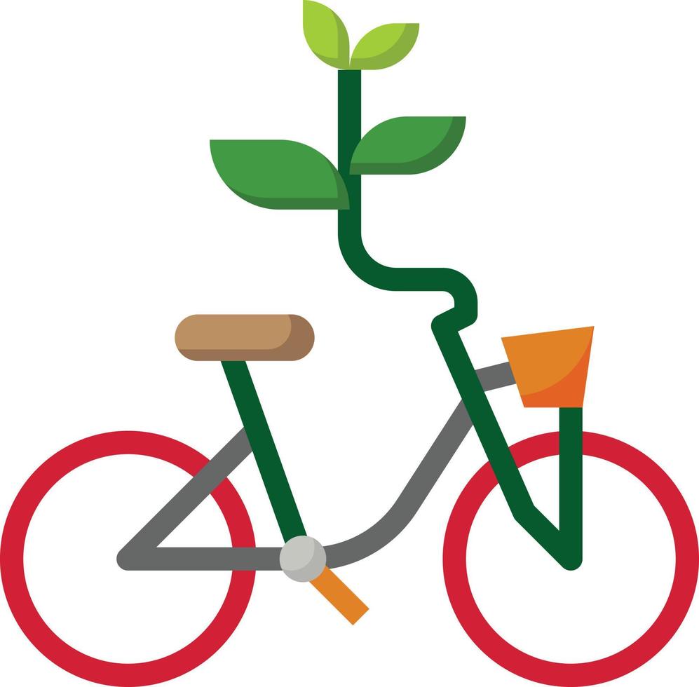 fiets gezond oefening ecologie fabriek - vlak icoon vector