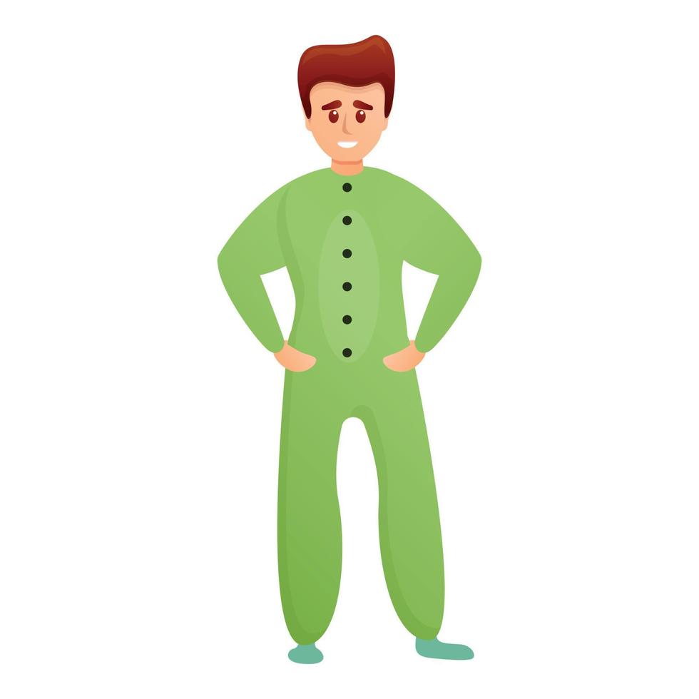 jongen in groen pyjama- icoon, tekenfilm stijl vector