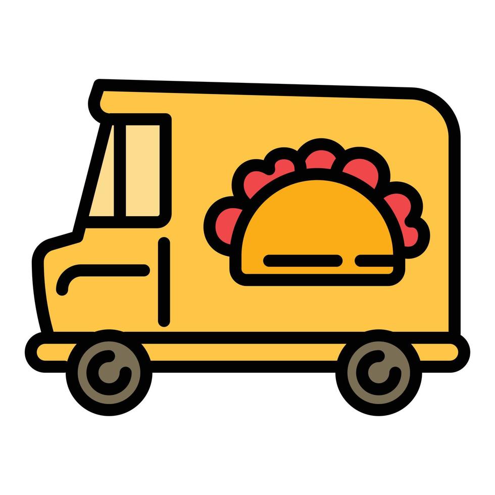 belegd broodje straat vrachtauto icoon, schets stijl vector