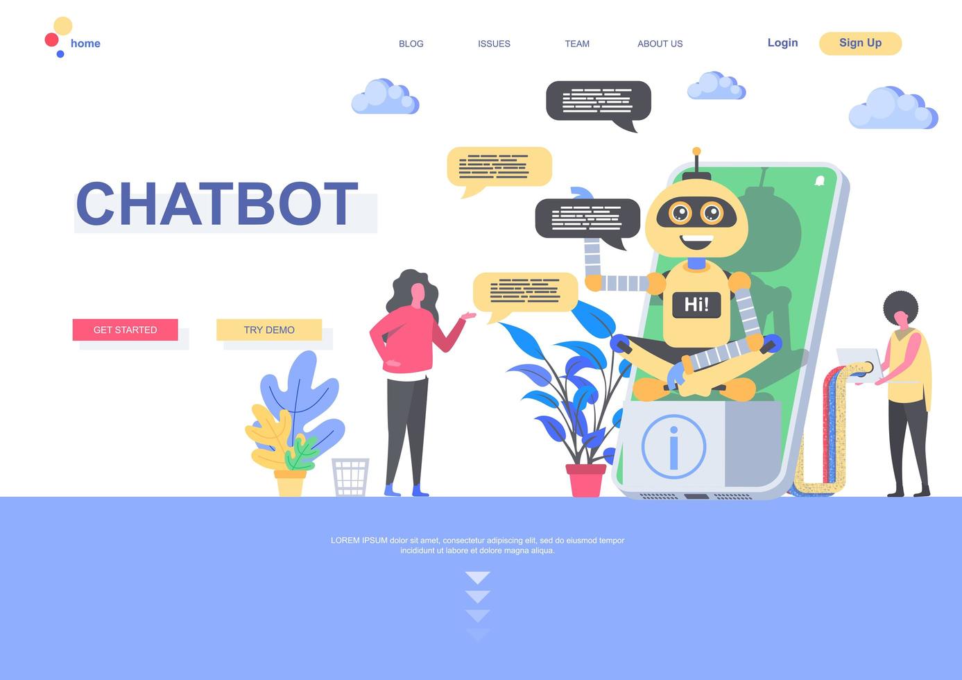 chatbot-bestemmingspagina-sjabloon vector