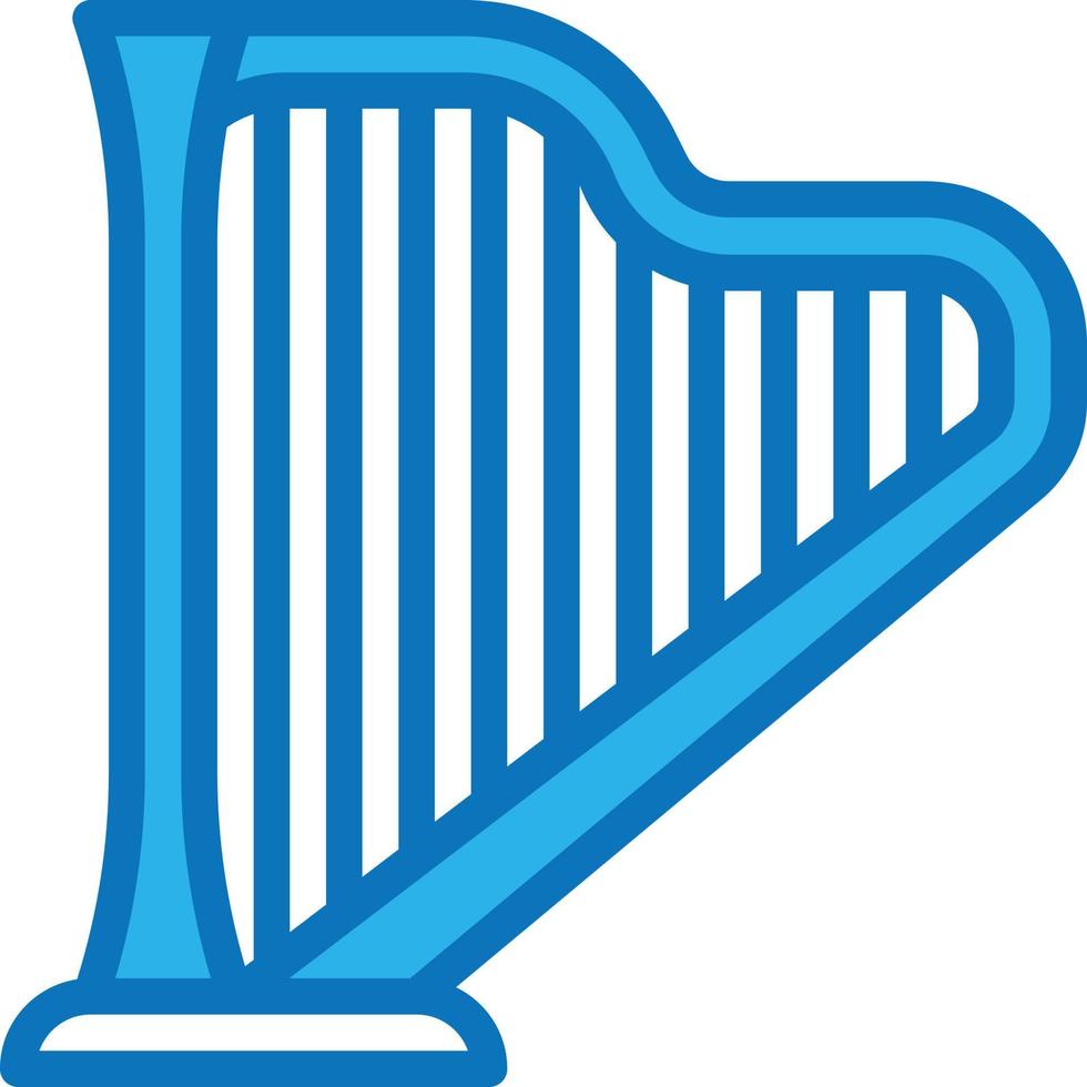 harp muziek- musical instrument - blauw icoon vector