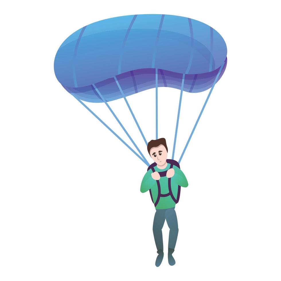 jong jongen met parachute icoon, tekenfilm stijl vector