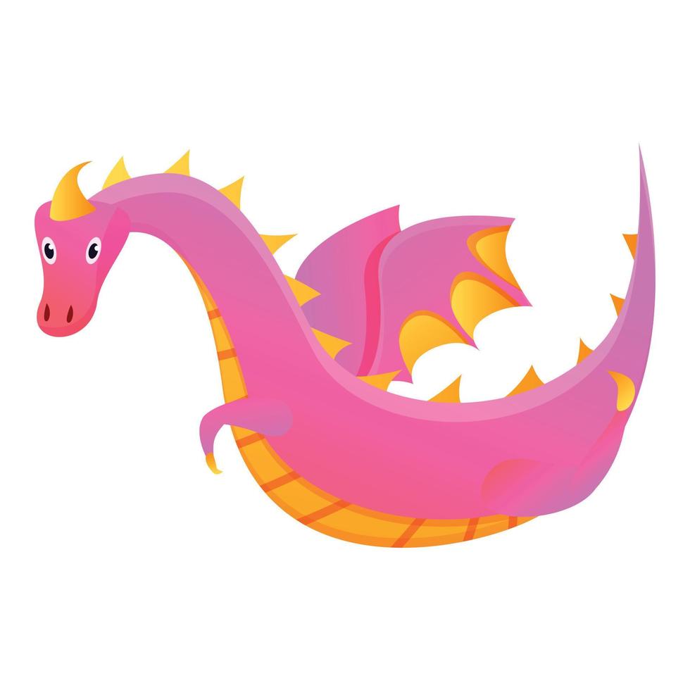 vliegend roze draak icoon, tekenfilm stijl vector