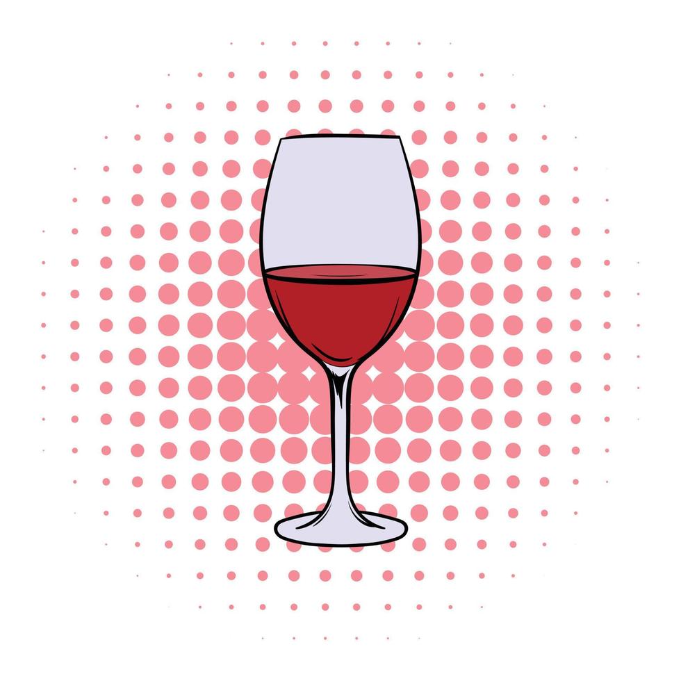 rood wijn in glas comics icoon vector