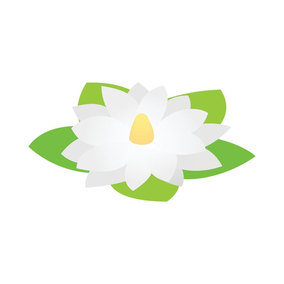 wit lotus bloem icoon, isometrische 3d stijl vector