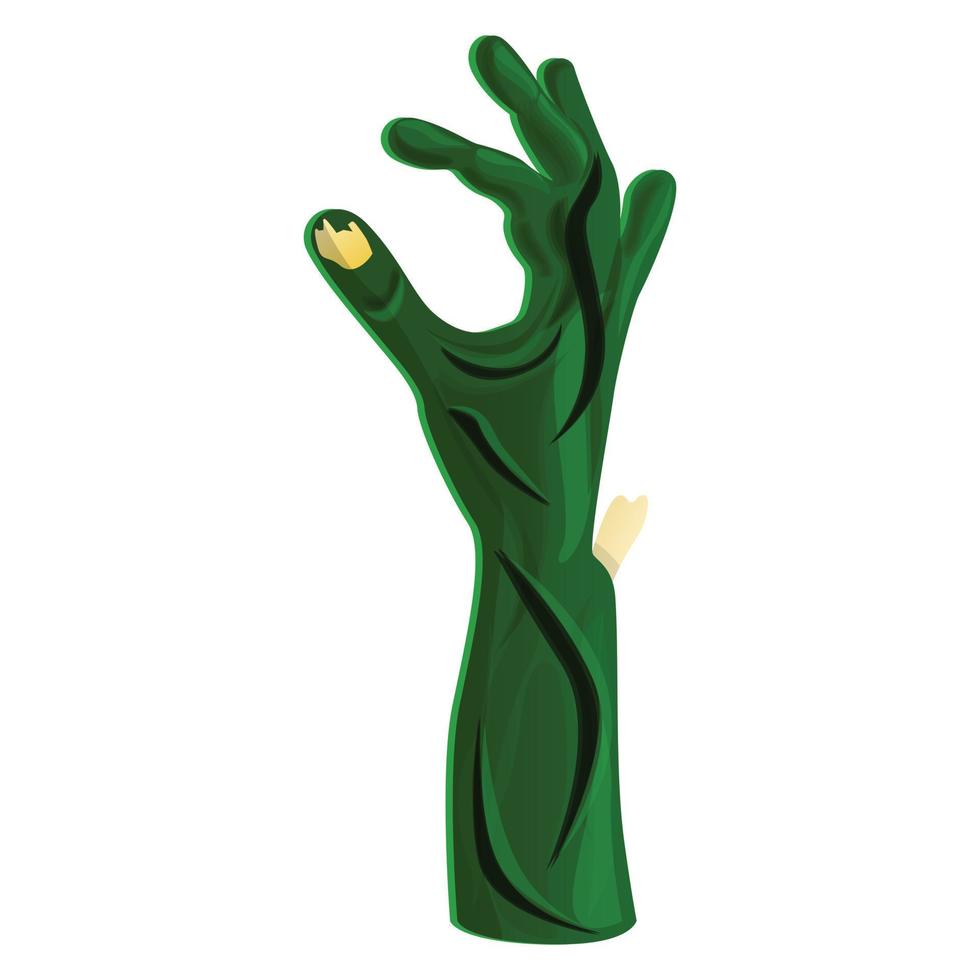 groen zombie hand- icoon, tekenfilm stijl vector