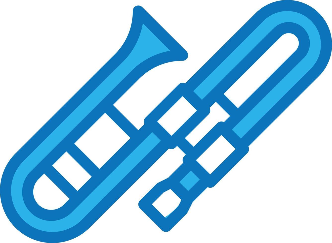 trombone muziek- musical instrument - blauw icoon vector