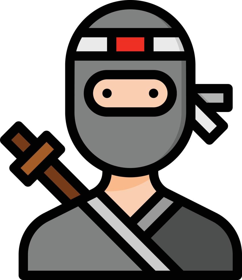 Ninja Sluipmoordenaar dief avatar Japan - gevulde schets icoon vector