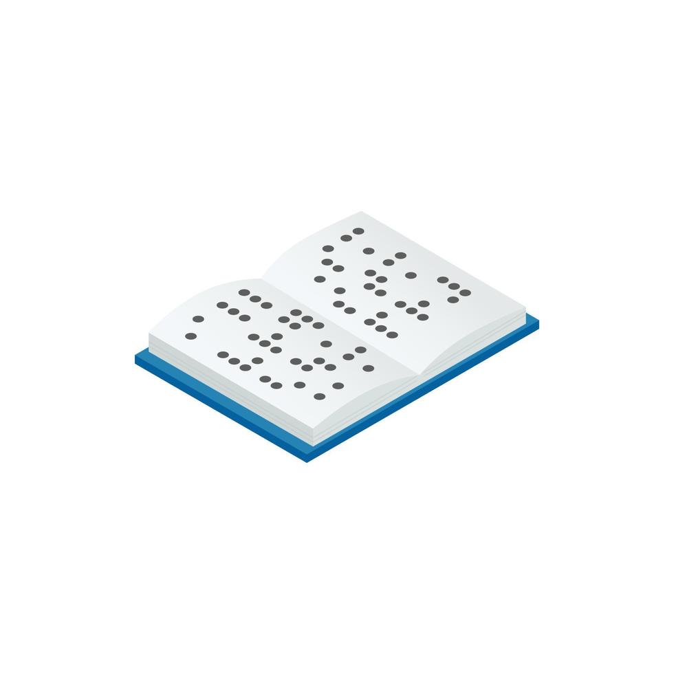 boek geschreven in braille icoon, isometrische 3d stijl vector