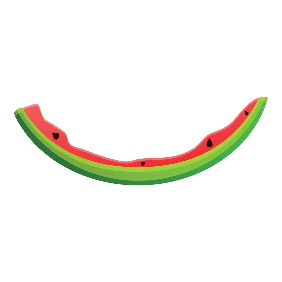 gegeten watermeloen stuk icoon, tekenfilm stijl vector