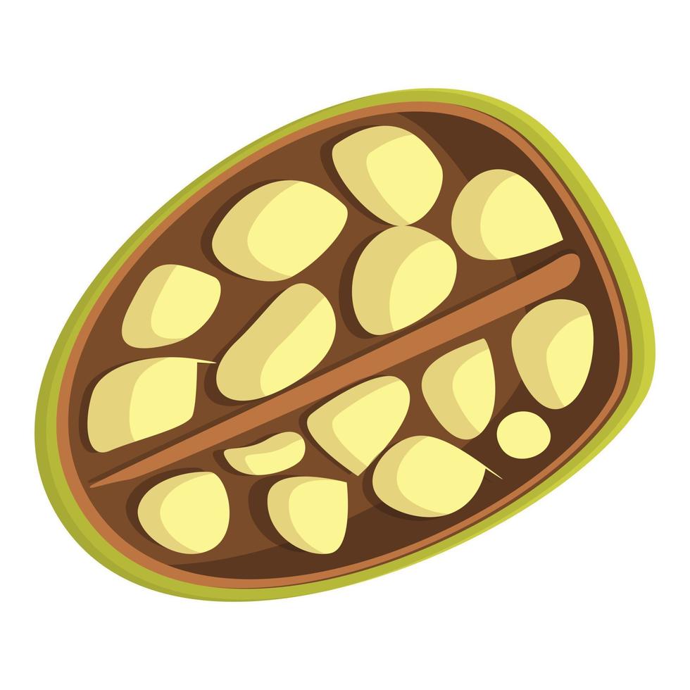 voor de helft baobab fruit icoon, tekenfilm stijl vector