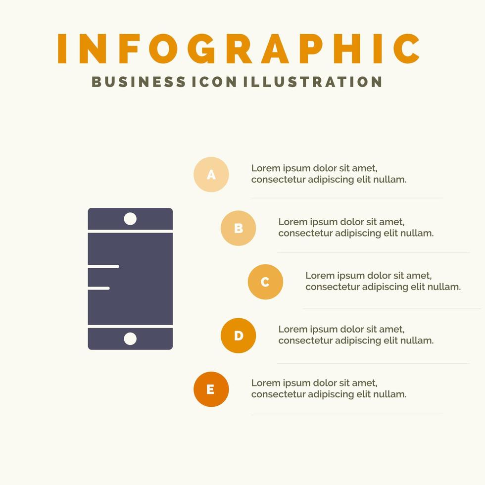 mobiel cel school- solide icoon infographics 5 stappen presentatie achtergrond vector