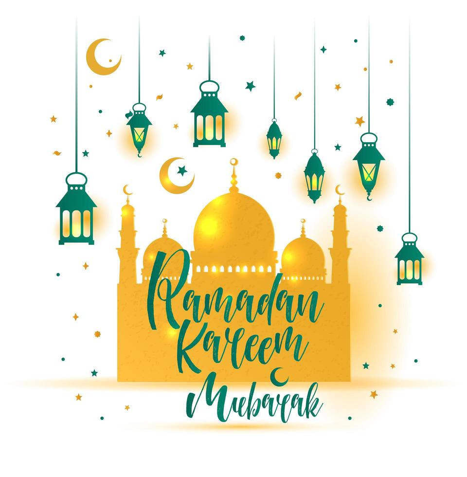 ramadan kareem islamitische illustratie met 3d schattige lantaarn vector