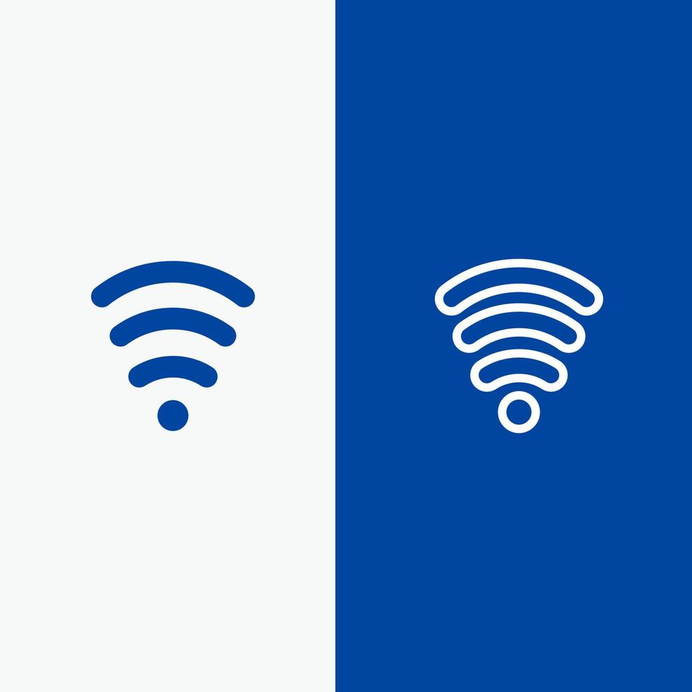 Wifi Diensten signaal lijn en glyph solide icoon blauw banier lijn en glyph solide icoon blauw banier vector