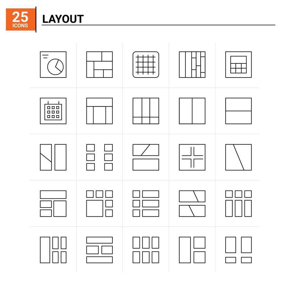 25 lay-out icoon reeks vector achtergrond