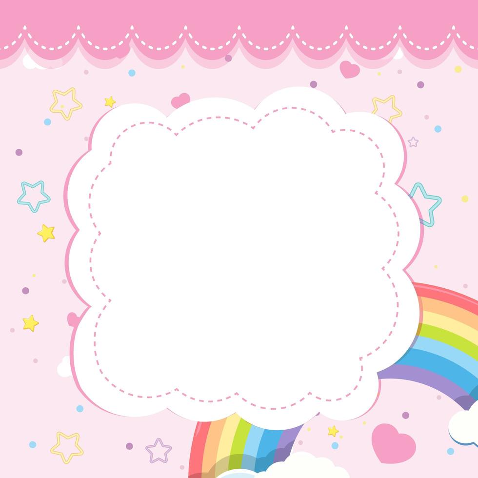 lege banner met het thema van de regenbooghemel op roze achtergrond vector