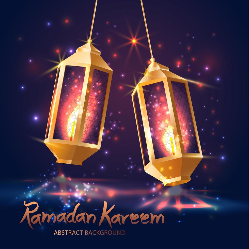 ramadan kareem islamitische illustratie met 3D-lantaarns. vector