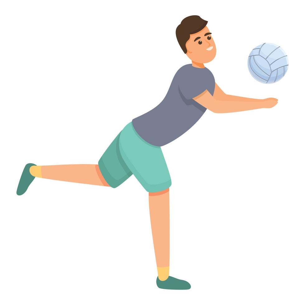 belachelijk volleybal speler icoon, tekenfilm stijl vector