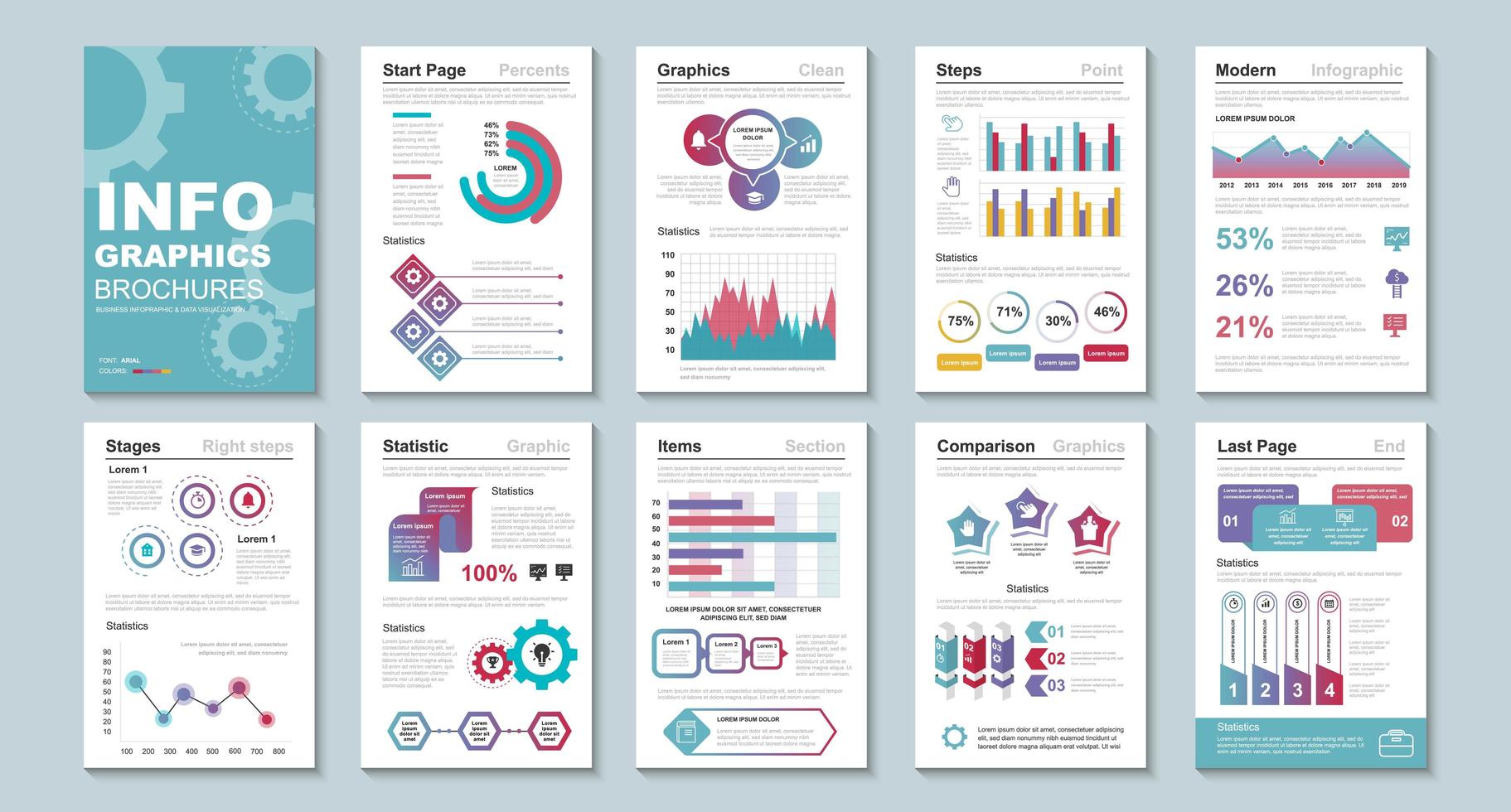 infographic brochures, ontwerpsjabloon voor gegevensvisualisatie vector