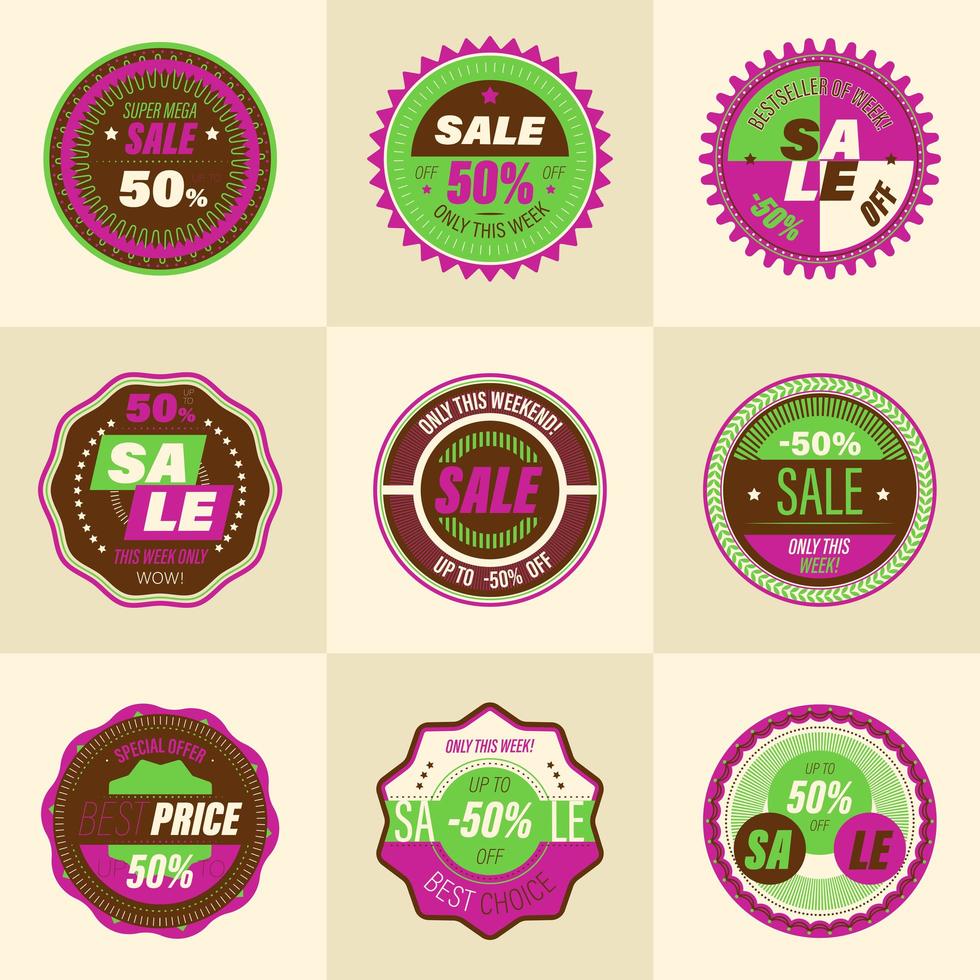 set retro verkoop badges vector