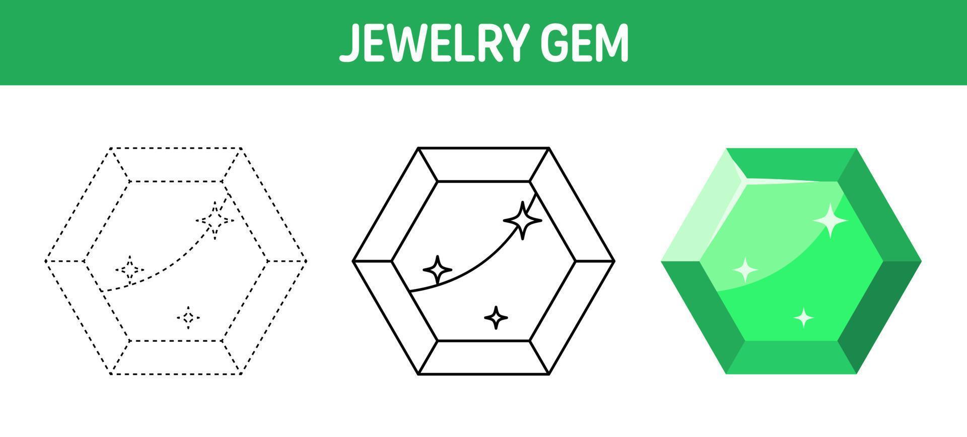 edelsteen traceren en kleur werkblad voor kinderen vector