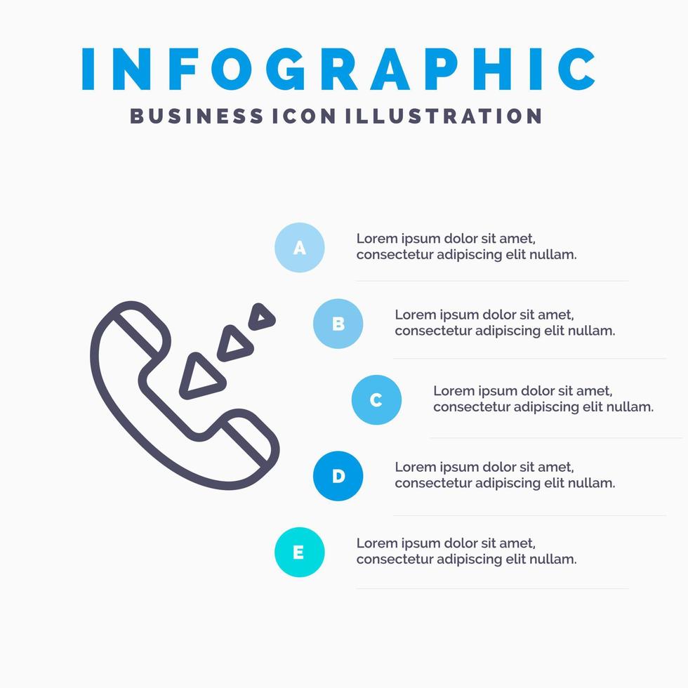 telefoontje communicatie inkomend telefoon lijn icoon met 5 stappen presentatie infographics achtergrond vector