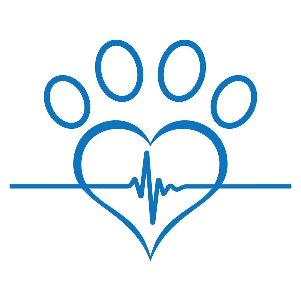 veterinair kliniek logo illustratie.hond poot met pulse vector