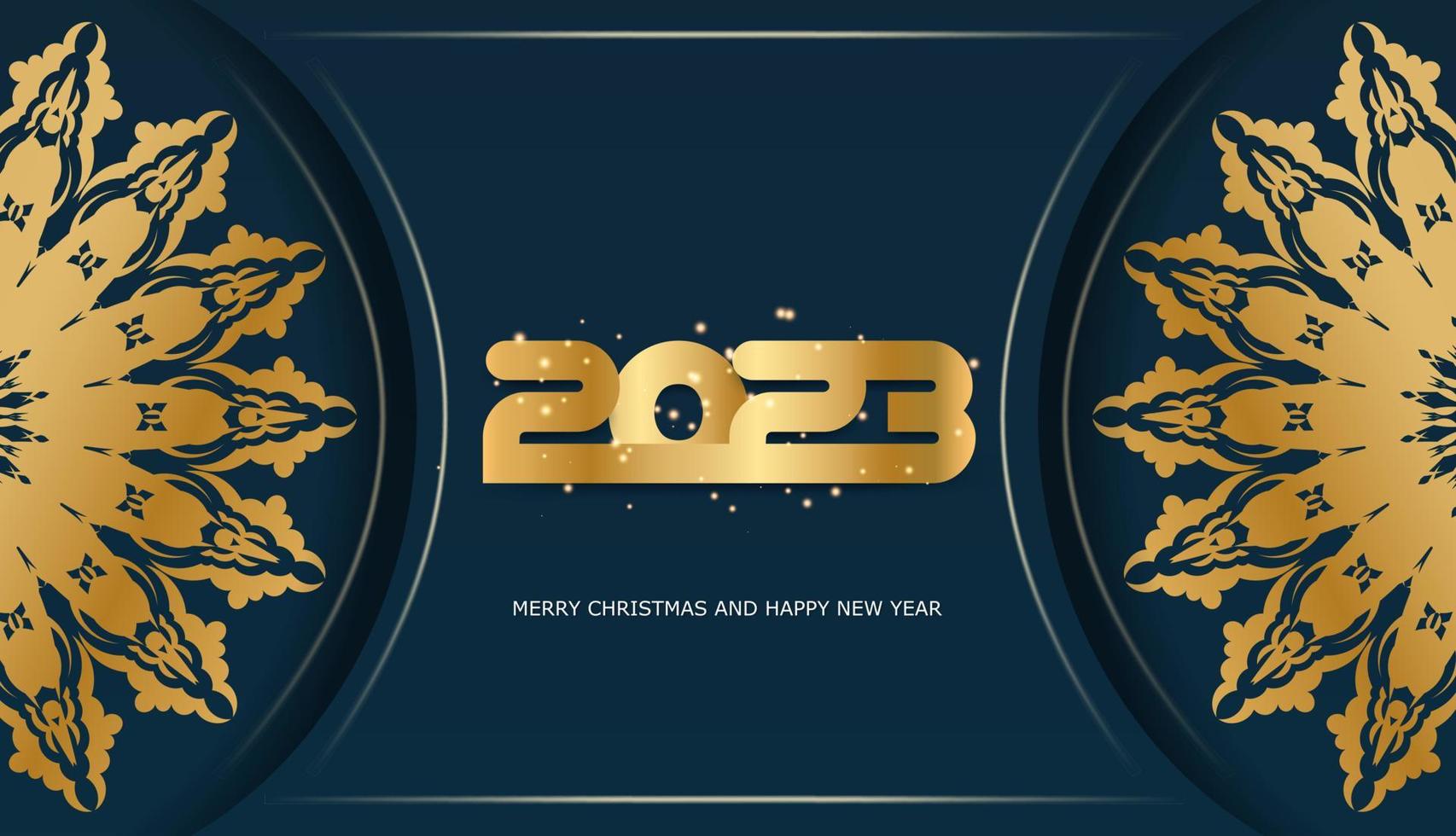 blauw en goud kleur. gelukkig nieuw jaar 2023 groet achtergrond. vector