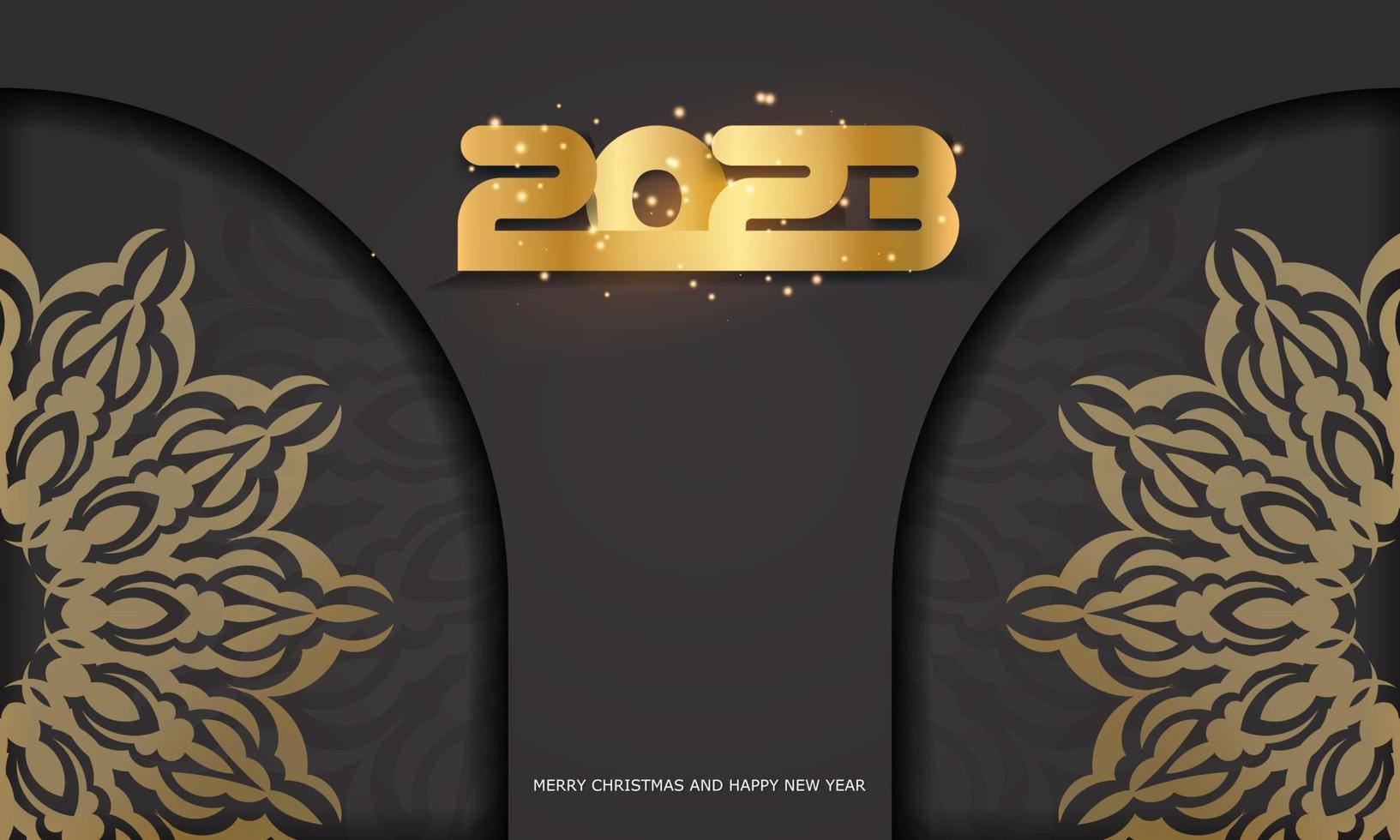 zwart en goud kleur. 2023 gelukkig nieuw jaar groet poster. vector