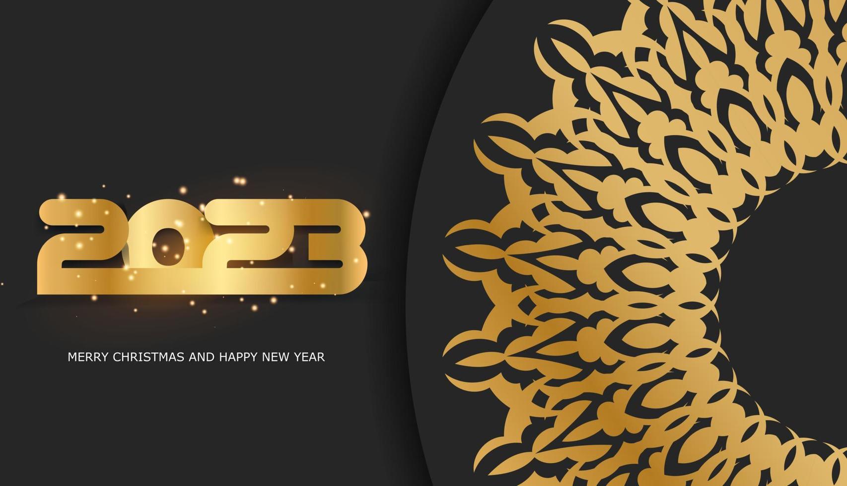 2023 gelukkig nieuw jaar feestelijk ansichtkaart. zwart en goud kleur. vector
