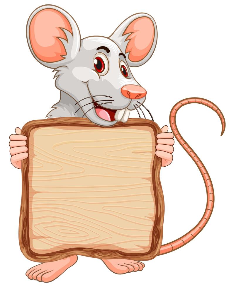 bordsjabloon met schattige muis op witte achtergrond vector