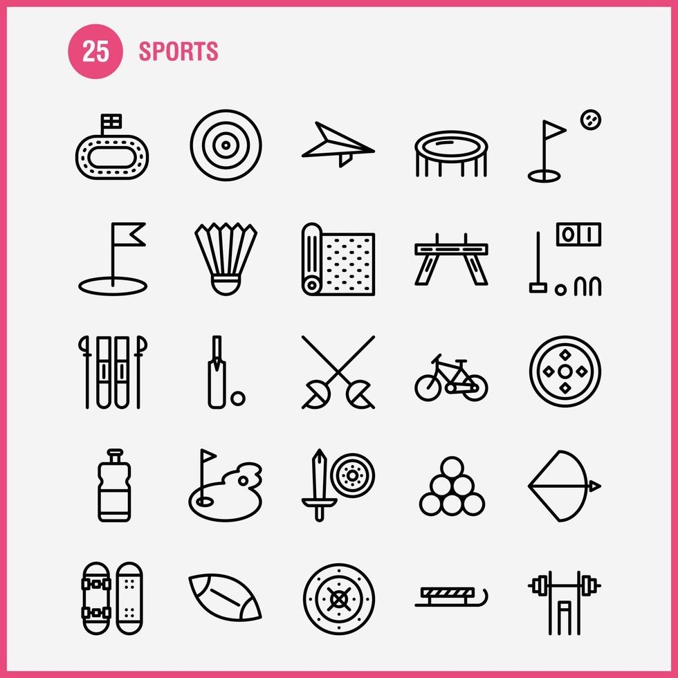 sport- lijn icoon pak voor ontwerpers en ontwikkelaars pictogrammen van mat sport sport- yoga biljart zwembad snooker sport vector