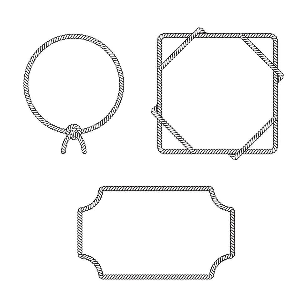 touw boarder cirkel patroon frame vector illustratie set